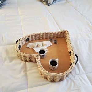 Basket Tray with Leather Handles
